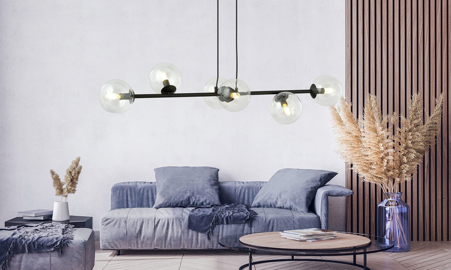 Lampadario Contemporaneo 6 Luci Rossi In Acciaio Nero E Sfere Vetro Trasparente in Lampade a sospensione LuceArt - Montecorvino Pugliano, commercioVirtuoso.it