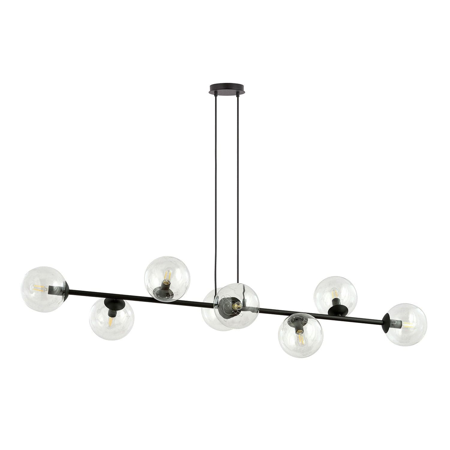 Lampadario Contemporaneo 8 Luci Rossi In Acciaio Nero E Sfere Vetro Trasparente in Lampade a sospensione LuceArt - Montecorvino Pugliano, commercioVirtuoso.it