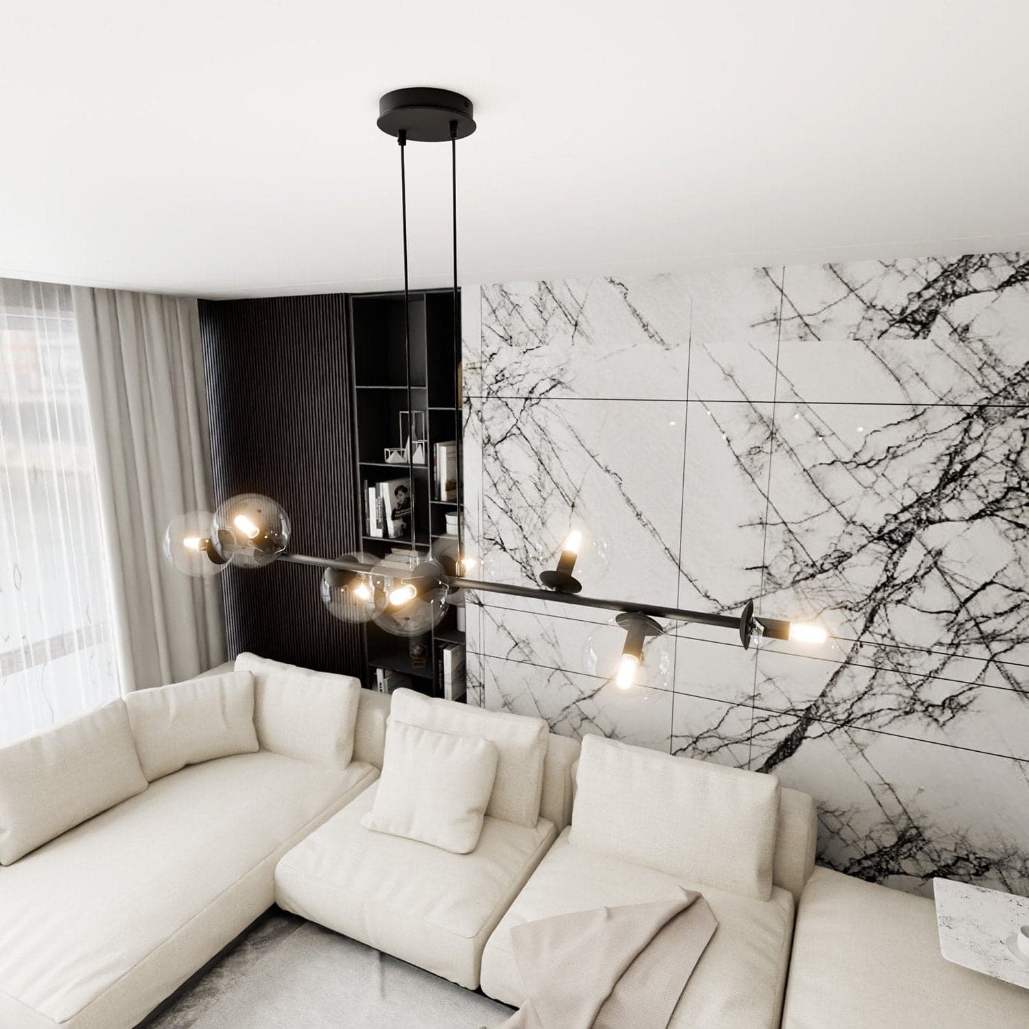 Lampadario Contemporaneo 8 Luci Rossi In Acciaio Nero E Sfere Vetro Trasparente in Lampade a sospensione LuceArt - Montecorvino Pugliano, commercioVirtuoso.it