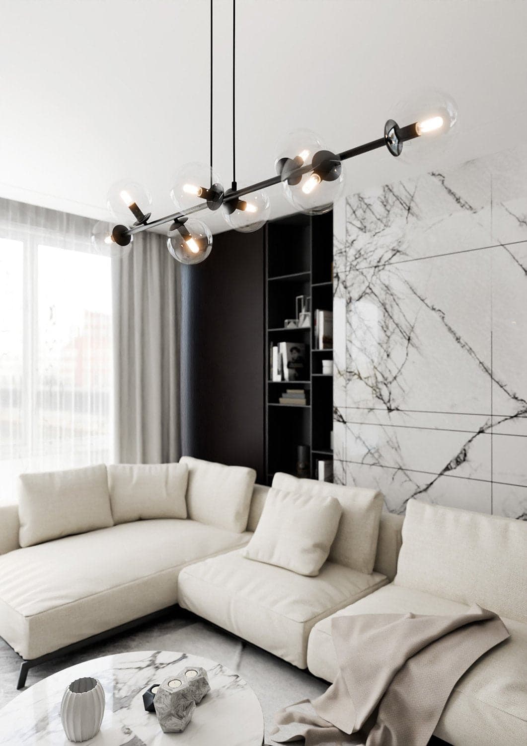 Lampadario Contemporaneo 8 Luci Rossi In Acciaio Nero E Sfere Vetro Trasparente in Lampade a sospensione LuceArt - Montecorvino Pugliano, commercioVirtuoso.it