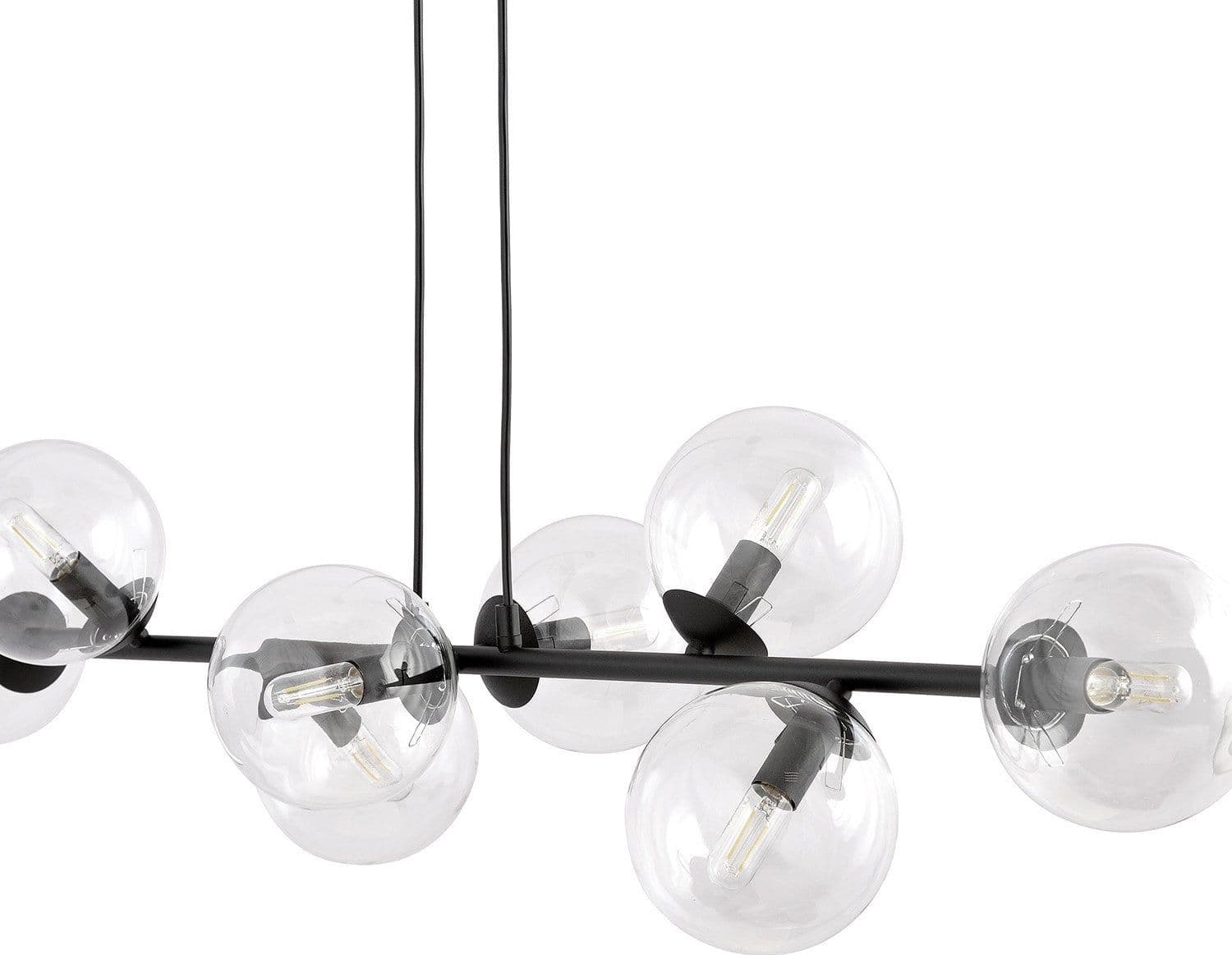 Lampadario Contemporaneo 8 Luci Rossi In Acciaio Nero E Sfere Vetro Trasparente in Lampade a sospensione LuceArt - Montecorvino Pugliano, commercioVirtuoso.it