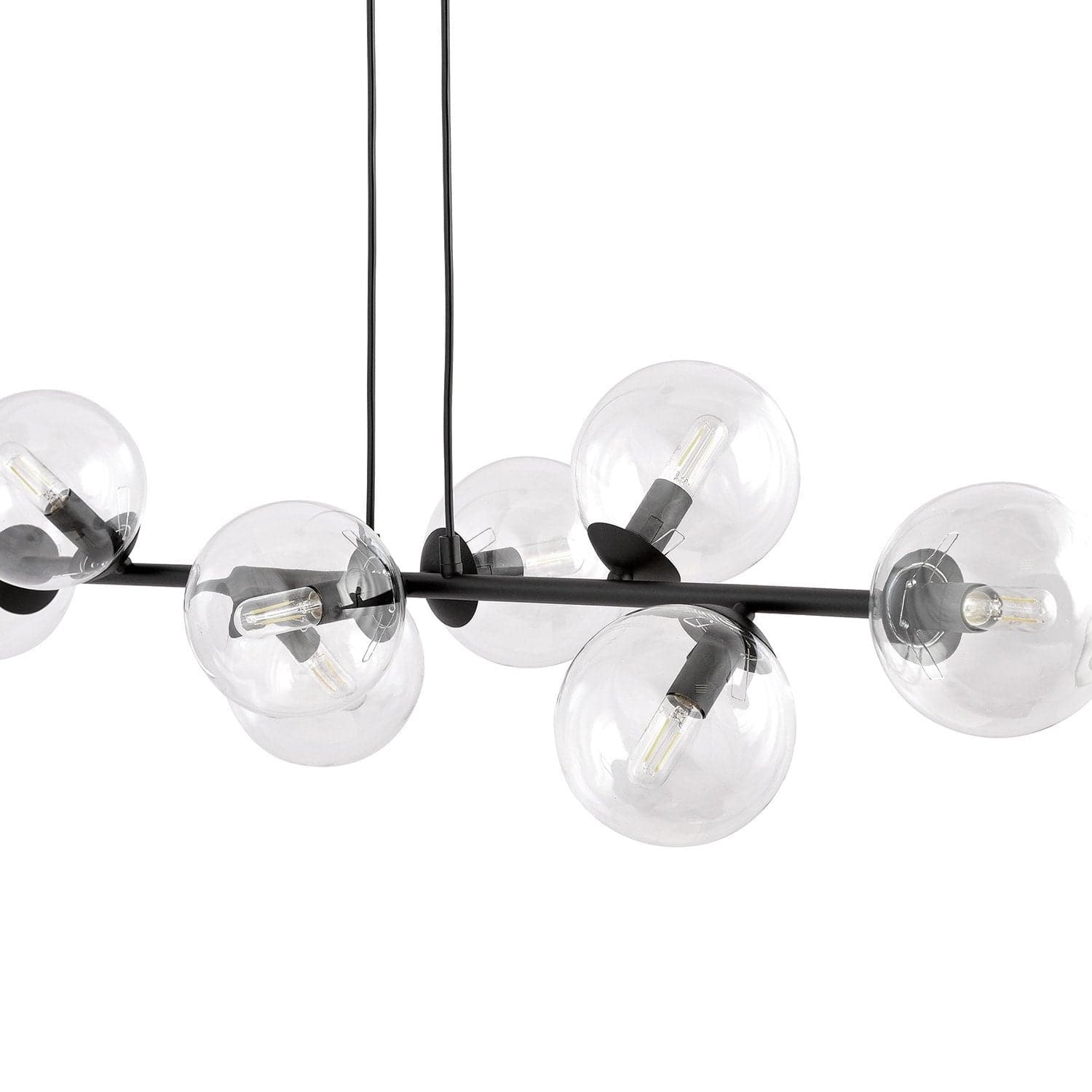 Lampadario Contemporaneo 8 Luci Rossi In Acciaio Nero E Sfere Vetro Trasparente in Lampade a sospensione LuceArt - Montecorvino Pugliano, commercioVirtuoso.it
