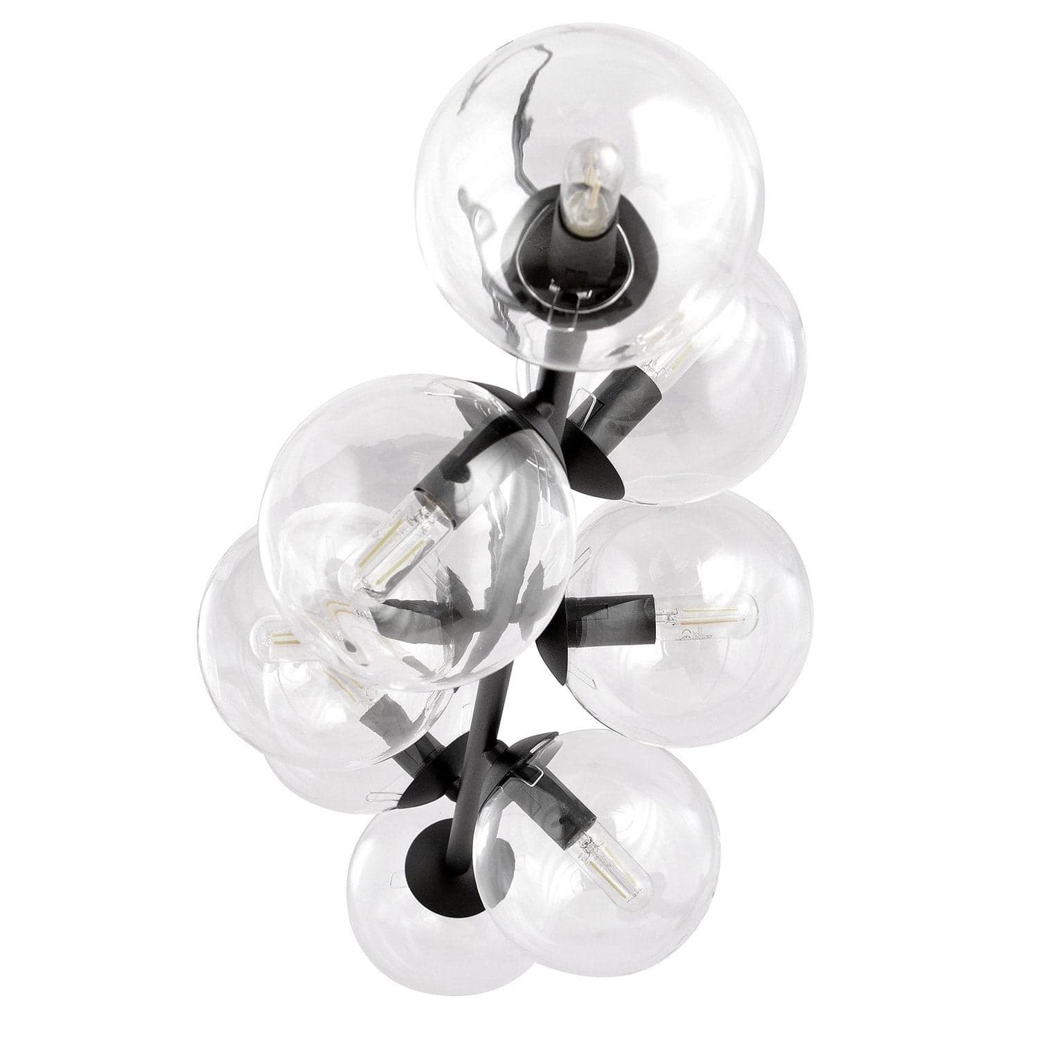 Lampadario Contemporaneo 8 Luci Rossi In Acciaio Nero E Sfere Vetro Trasparente in Lampade a sospensione LuceArt - Montecorvino Pugliano, commercioVirtuoso.it