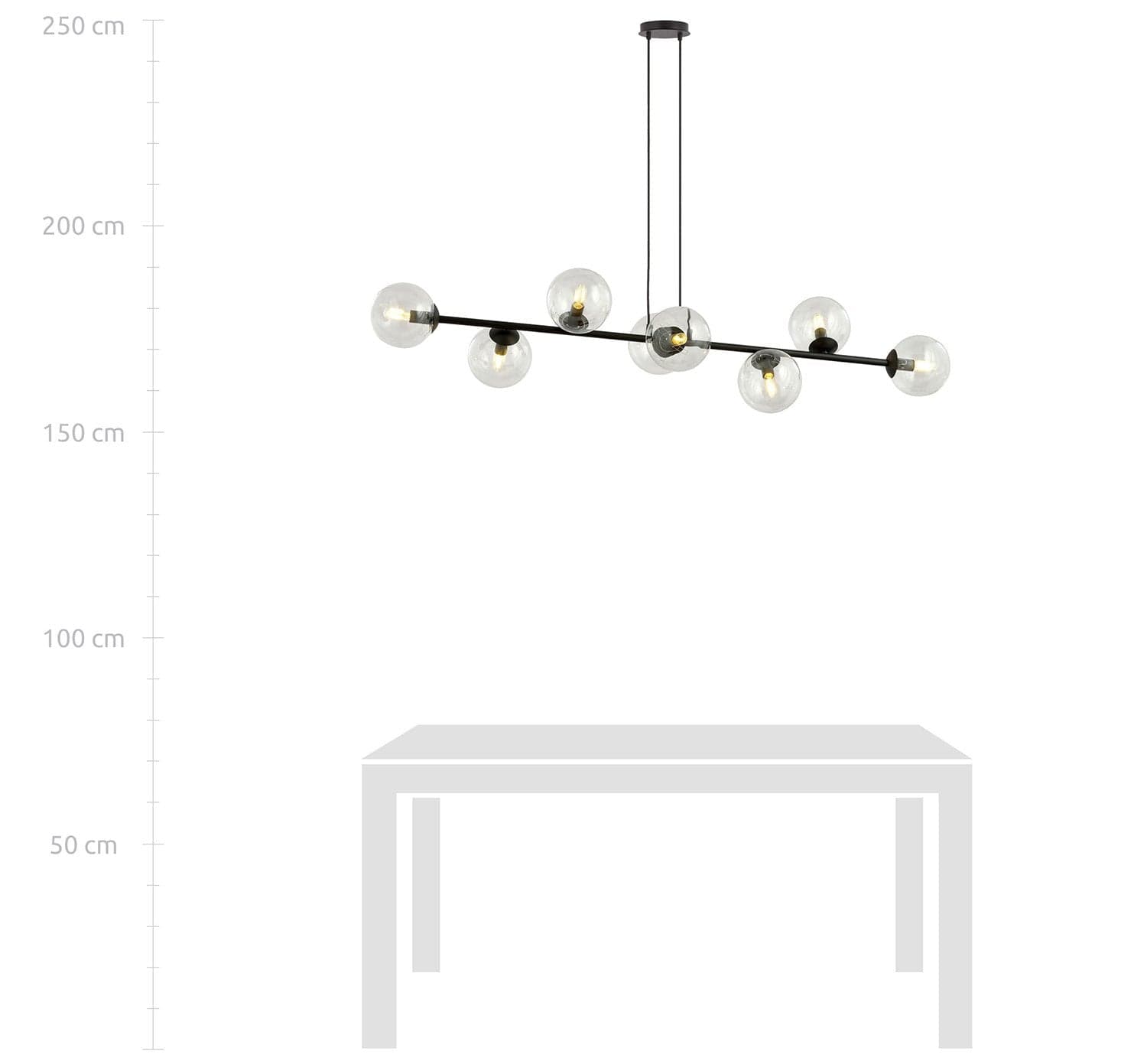 Lampadario Contemporaneo 8 Luci Rossi In Acciaio Nero E Sfere Vetro Trasparente in Lampade a sospensione LuceArt - Montecorvino Pugliano, commercioVirtuoso.it