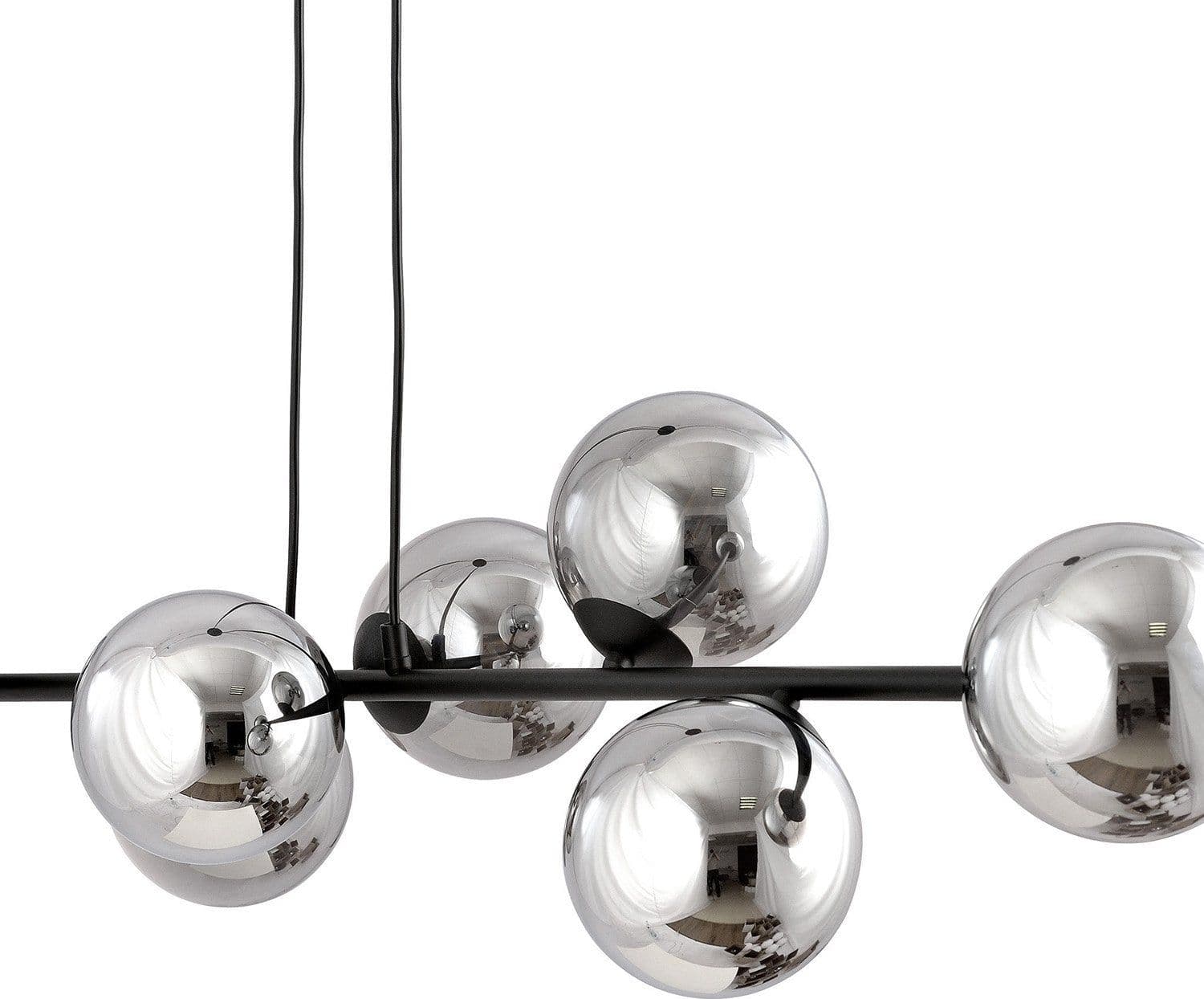 Lampadario Contemporaneo 6 Luci Rossi In Acciaio Nero E Sfere In Vetro Fumè in Lampade a sospensione LuceArt - Montecorvino Pugliano, commercioVirtuoso.it