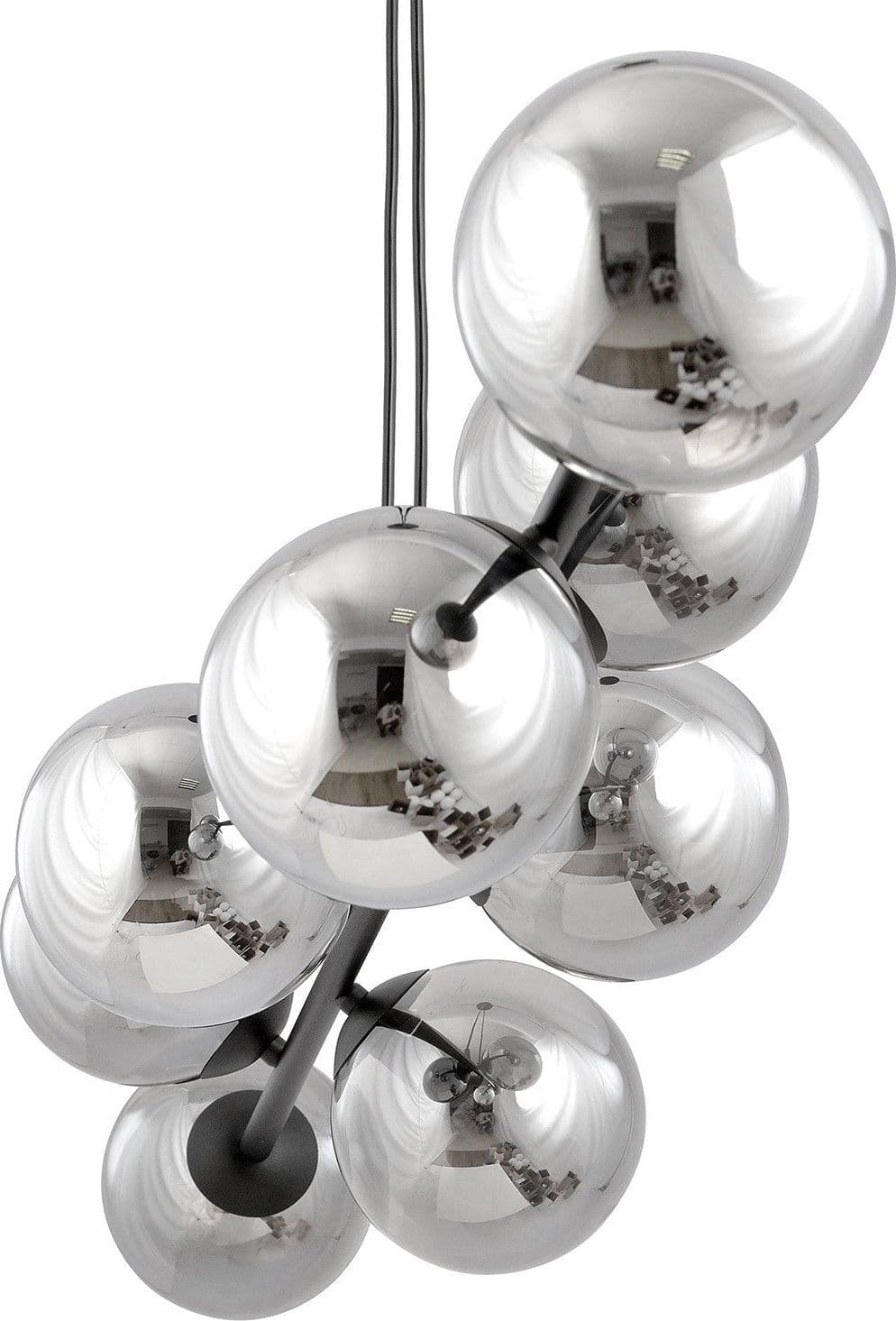 Lampadario Contemporaneo 6 Luci Rossi In Acciaio Nero E Sfere In Vetro Fumè in Lampade a sospensione LuceArt - Montecorvino Pugliano, commercioVirtuoso.it