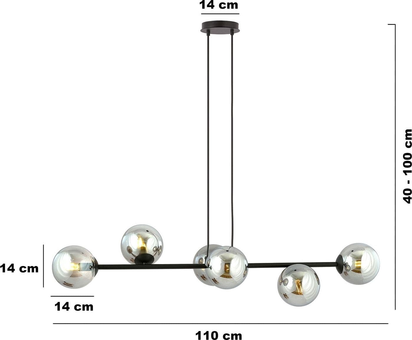 Lampadario Contemporaneo 6 Luci Rossi In Acciaio Nero E Sfere In Vetro Fumè in Lampade a sospensione LuceArt - Montecorvino Pugliano, commercioVirtuoso.it