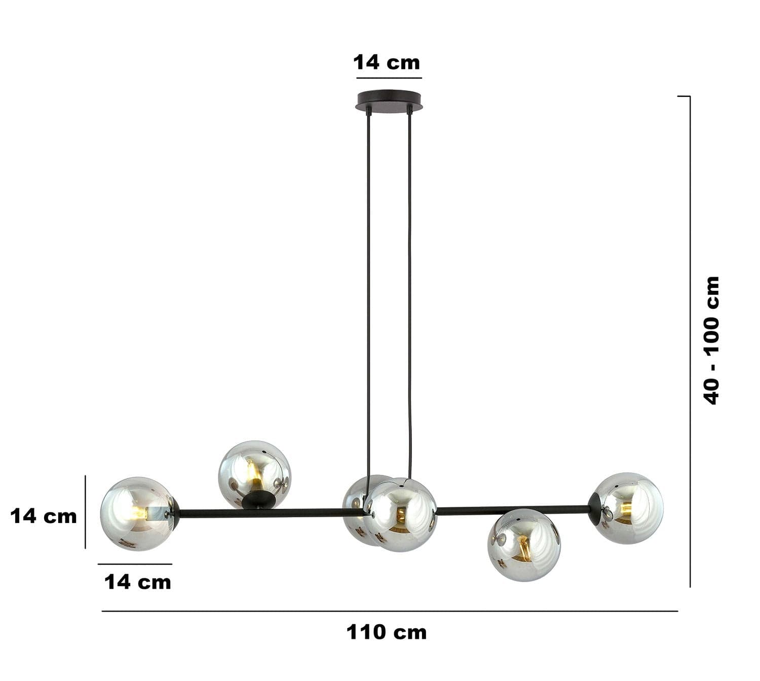 Lampadario Contemporaneo 6 Luci Rossi In Acciaio Nero E Sfere In Vetro Fumè in Lampade a sospensione LuceArt - Montecorvino Pugliano, commercioVirtuoso.it