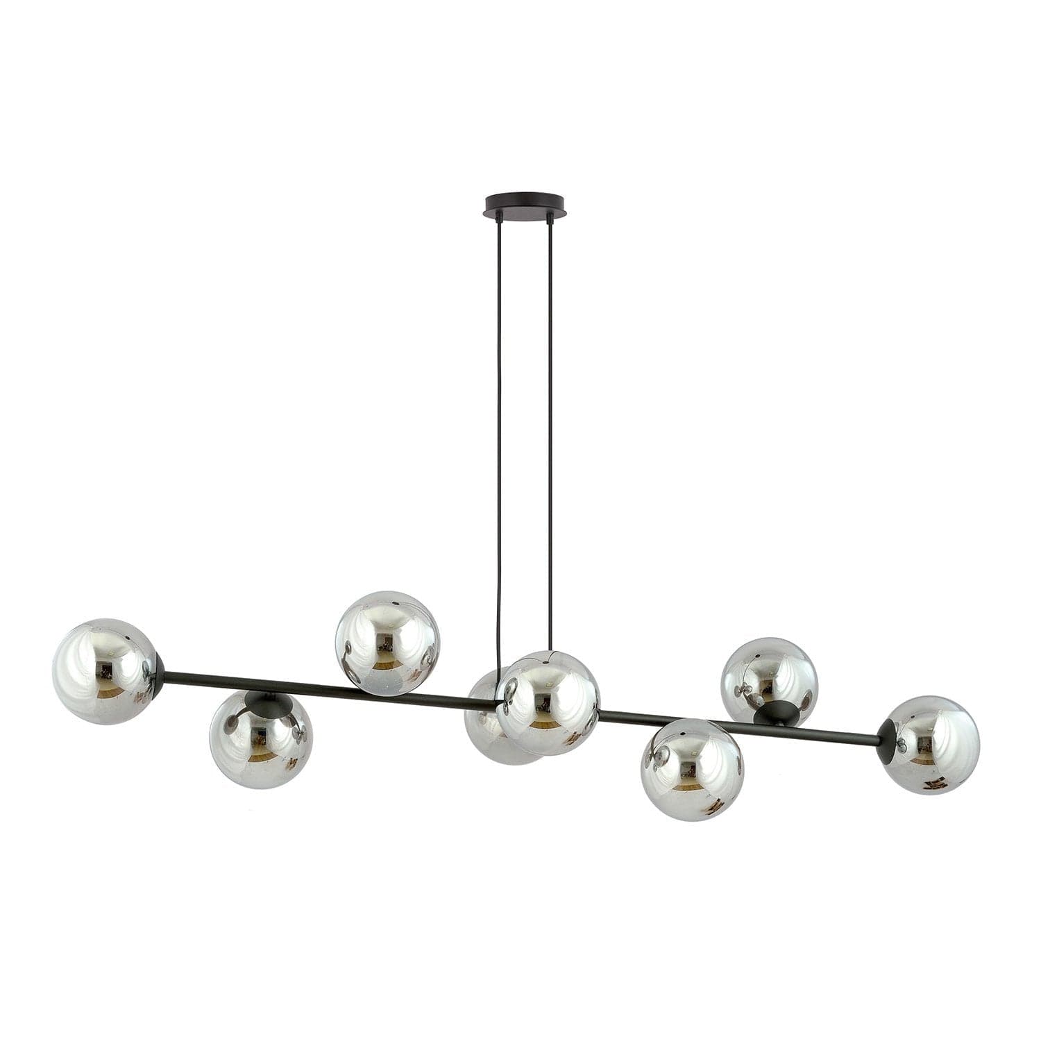 Lampadario Contemporaneo 8 Luci Rossi In Acciaio Nero E Sfere In Vetro Fumè in Lampade a sospensione LuceArt - Montecorvino Pugliano, commercioVirtuoso.it