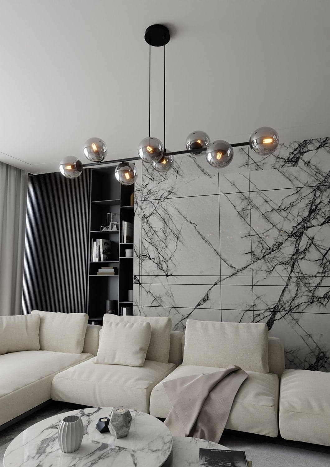 Lampadario Contemporaneo 8 Luci Rossi In Acciaio Nero E Sfere In Vetro Fumè in Lampade a sospensione LuceArt - Montecorvino Pugliano, commercioVirtuoso.it