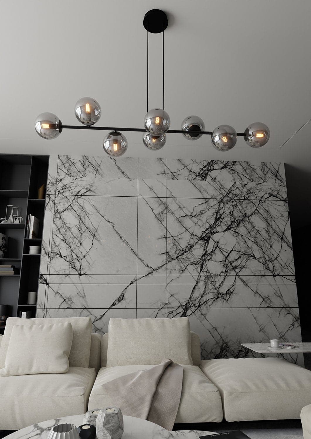 Lampadario Contemporaneo 8 Luci Rossi In Acciaio Nero E Sfere In Vetro Fumè in Lampade a sospensione LuceArt - Montecorvino Pugliano, commercioVirtuoso.it
