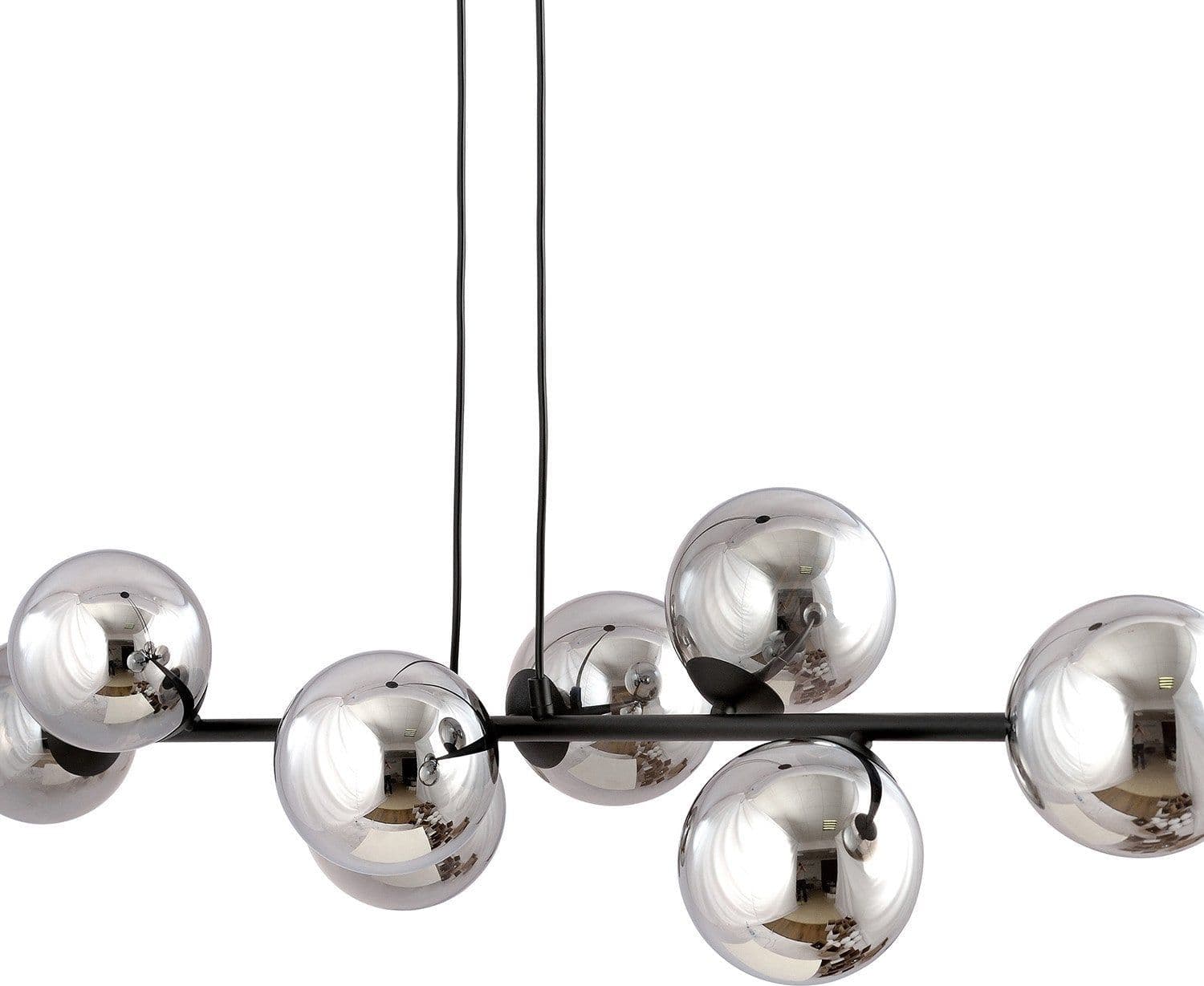 Lampadario Contemporaneo 8 Luci Rossi In Acciaio Nero E Sfere In Vetro Fumè in Lampade a sospensione LuceArt - Montecorvino Pugliano, commercioVirtuoso.it