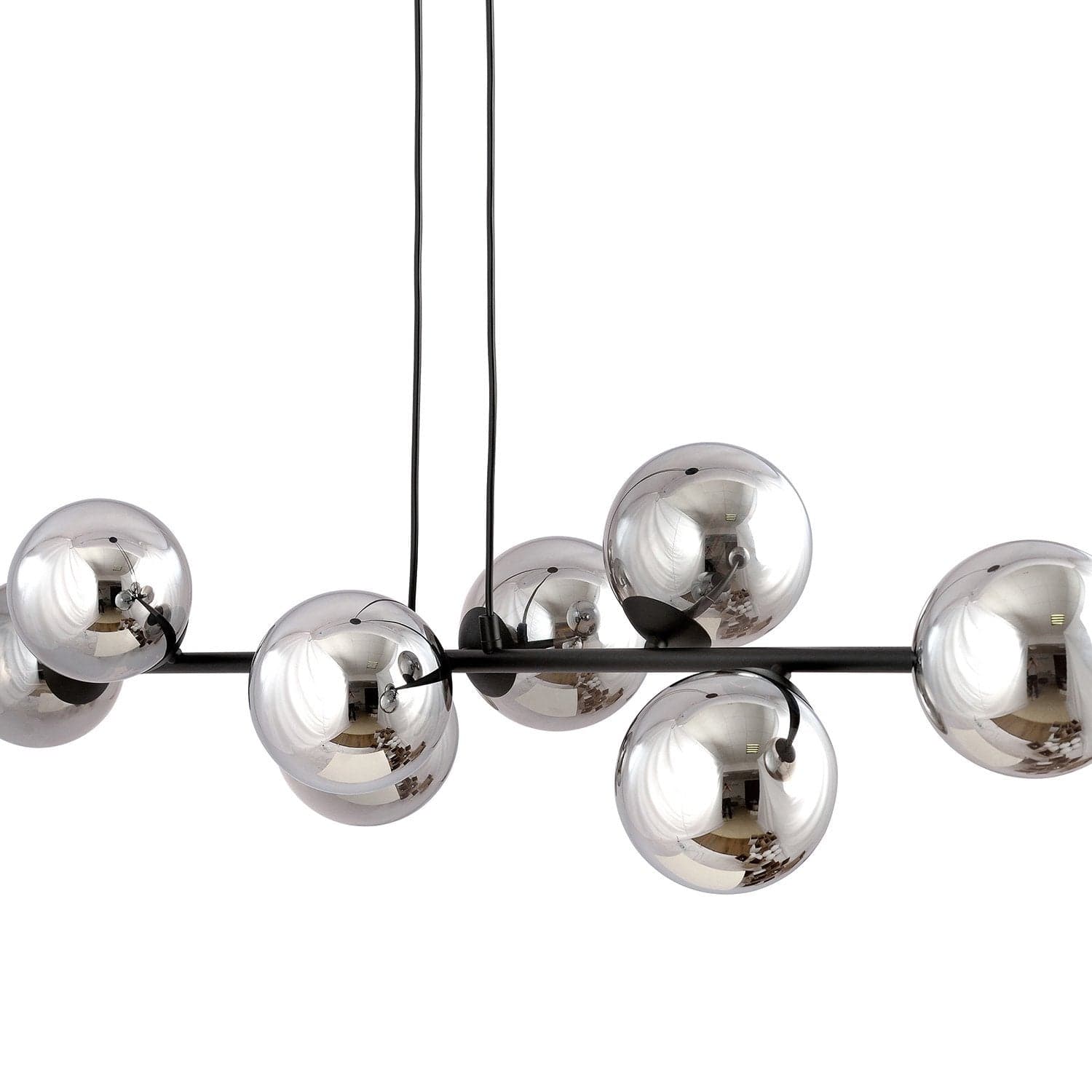 Lampadario Contemporaneo 8 Luci Rossi In Acciaio Nero E Sfere In Vetro Fumè in Lampade a sospensione LuceArt - Montecorvino Pugliano, commercioVirtuoso.it