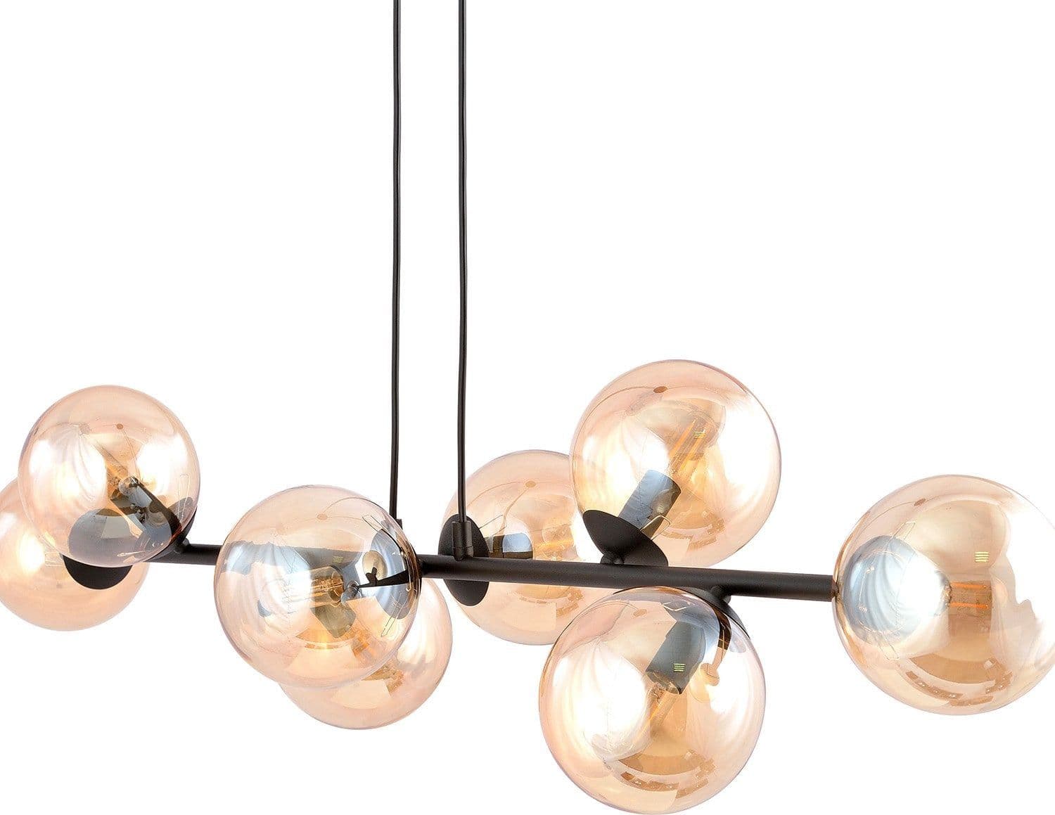 Lampadario Contemporaneo 8 Luci Rossi In Acciaio Nero E Sfere In Vetro Ambra in Lampade a sospensione LuceArt - Montecorvino Pugliano, commercioVirtuoso.it