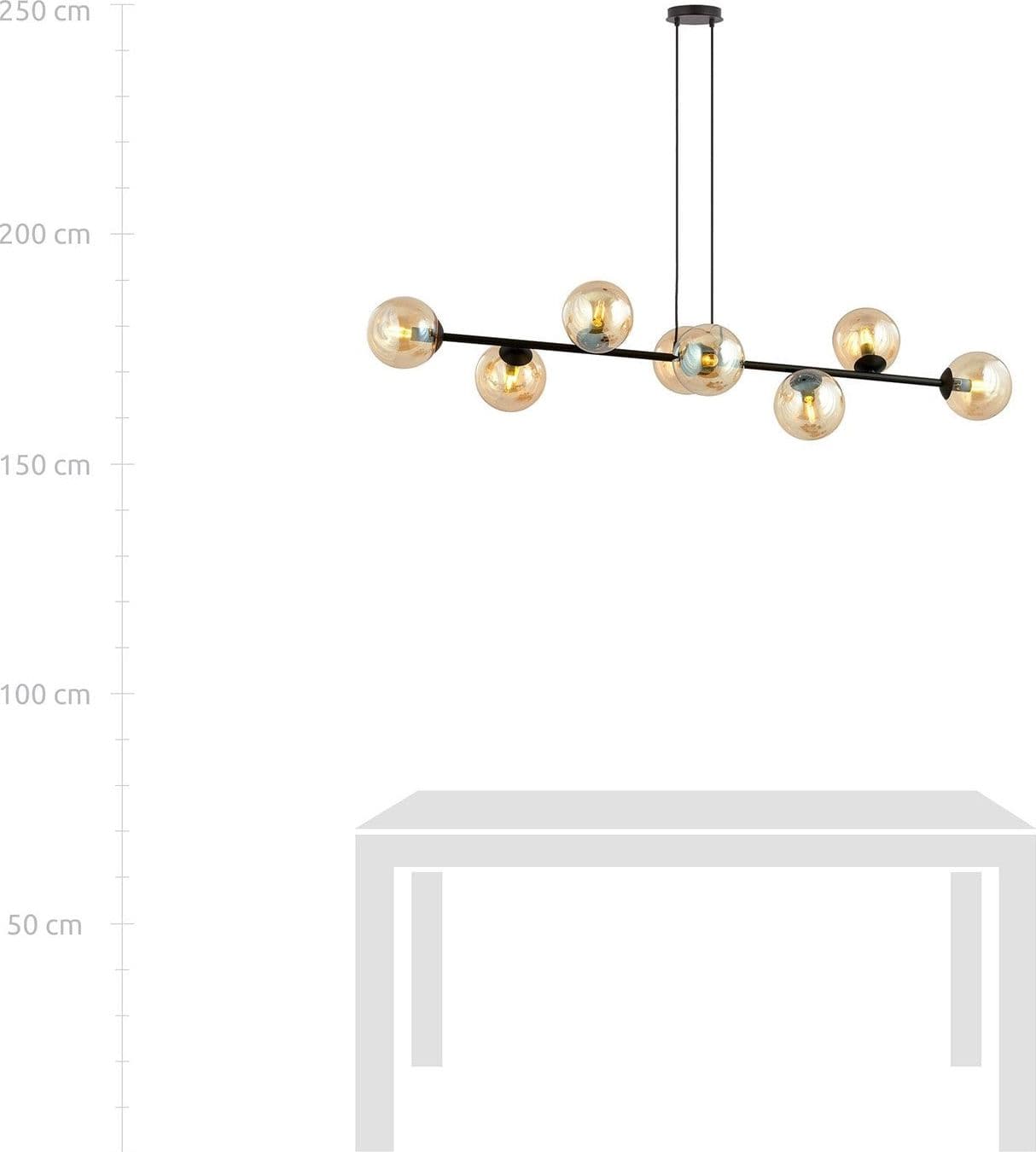 Lampadario Contemporaneo 8 Luci Rossi In Acciaio Nero E Sfere In Vetro Ambra in Lampade a sospensione LuceArt - Montecorvino Pugliano, commercioVirtuoso.it
