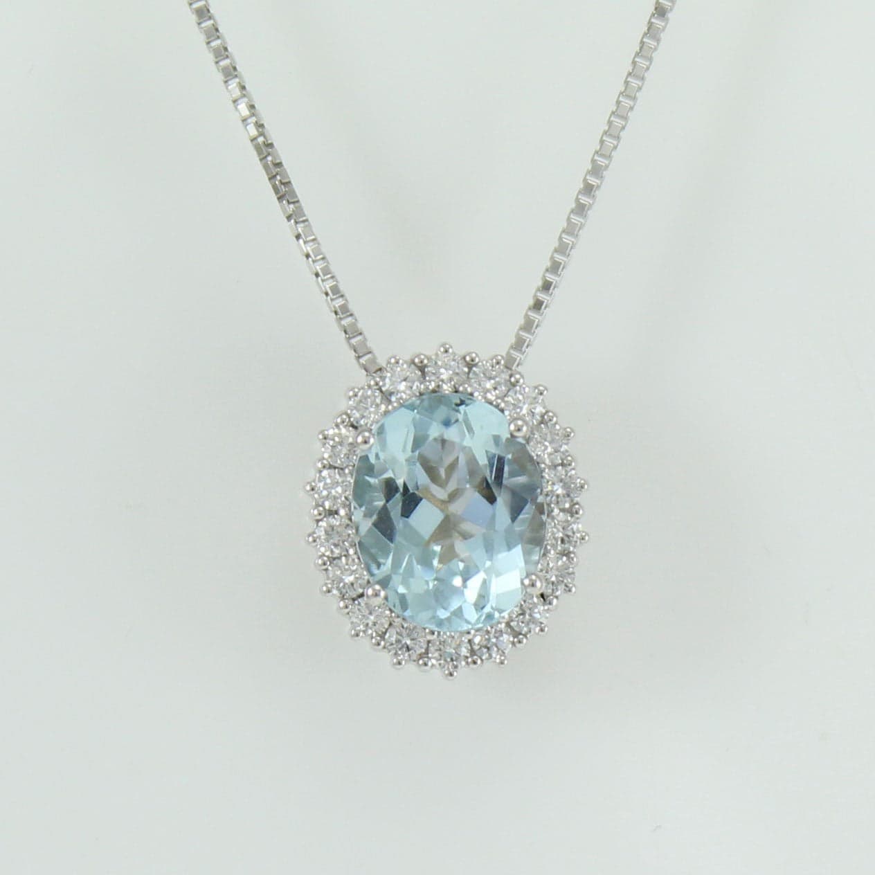 Collana donna oro bianco acquamarina e diamanti Mirco Visconti