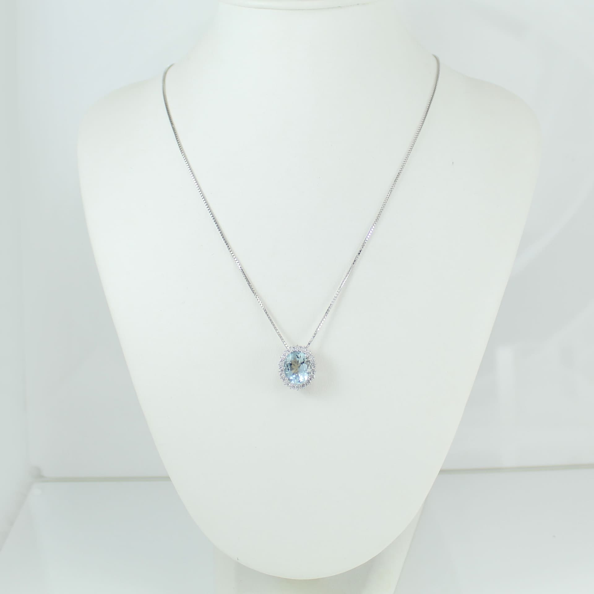 Collana donna oro bianco acquamarina e diamanti Mirco Visconti in Collane Gioielleria Saba - Dolianova, commercioVirtuoso.it
