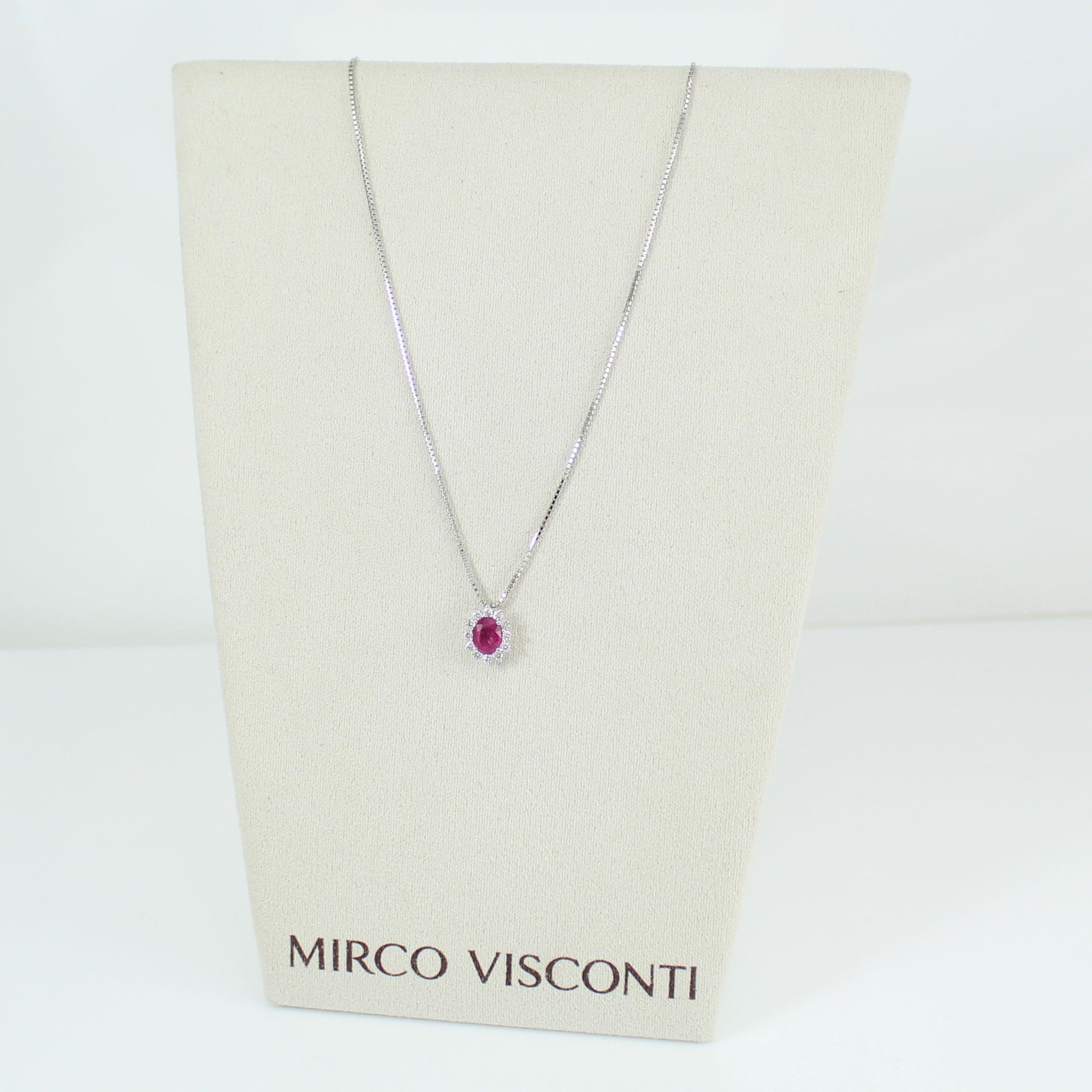 Collana donna Mirco Visconti in oro bianco con rubino e diamanti in Collane Gioielleria Saba - Dolianova, commercioVirtuoso.it