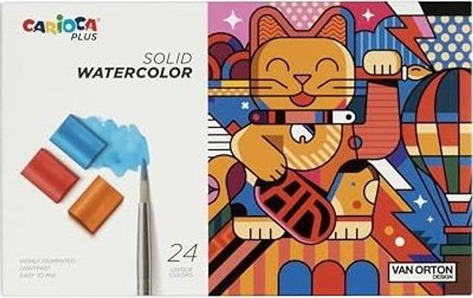 Carioca Plus - Solid Watercolors Acquarelli da 24 colori super pigmentati e facilmente sfumabili