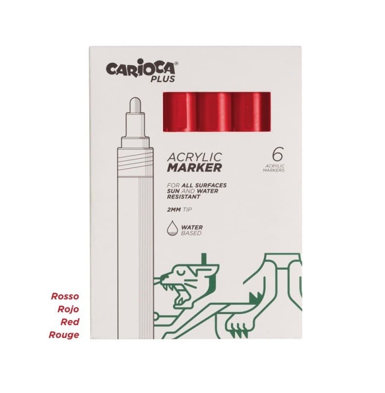 Carioca Plus Marker Acrilici 6 Pz. rosso - 2