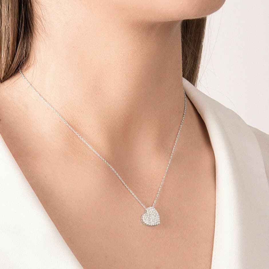 Collana donna Mirco Visconti oro bianco pendente cuore di diamanti in Collane Gioielleria Saba - Dolianova, commercioVirtuoso.it