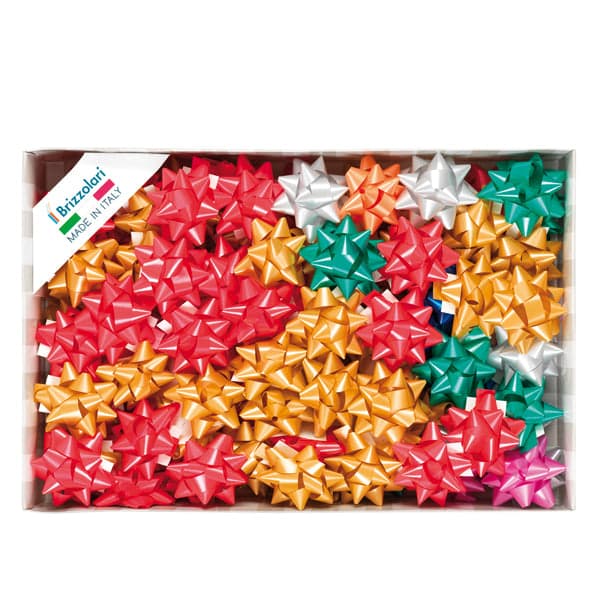 100 Stelle Nastro Liscio 6800 14Mmxd6,5Cm Colori Assortiti Natale Brizzolari