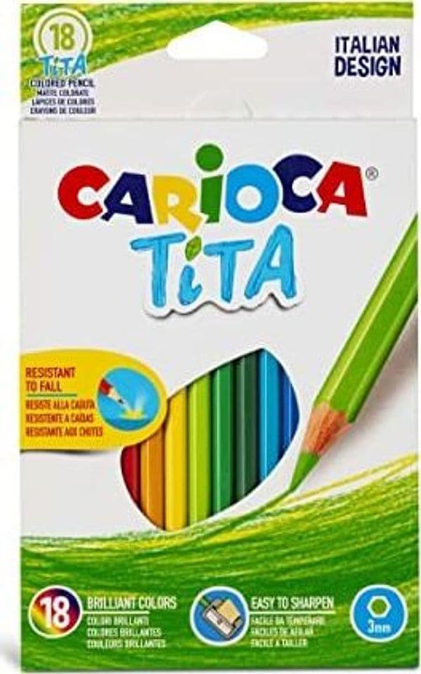 Carioca - Tita Set di Matite in Resina Esagonali, 18 Pezzi