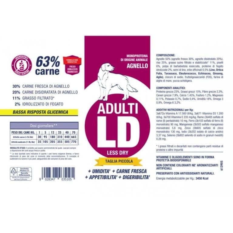 Vet Line LD Agnello per Cani Adulti Piccola Taglia 800gr in Secco 101 Market - Poggibonsi, commercioVirtuoso.it