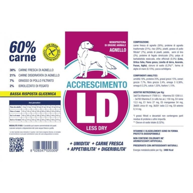 Vet Line LD Accrescimento Agnello per Cani Cuccioli 3kg in Secco 101 Market - Poggibonsi, commercioVirtuoso.it