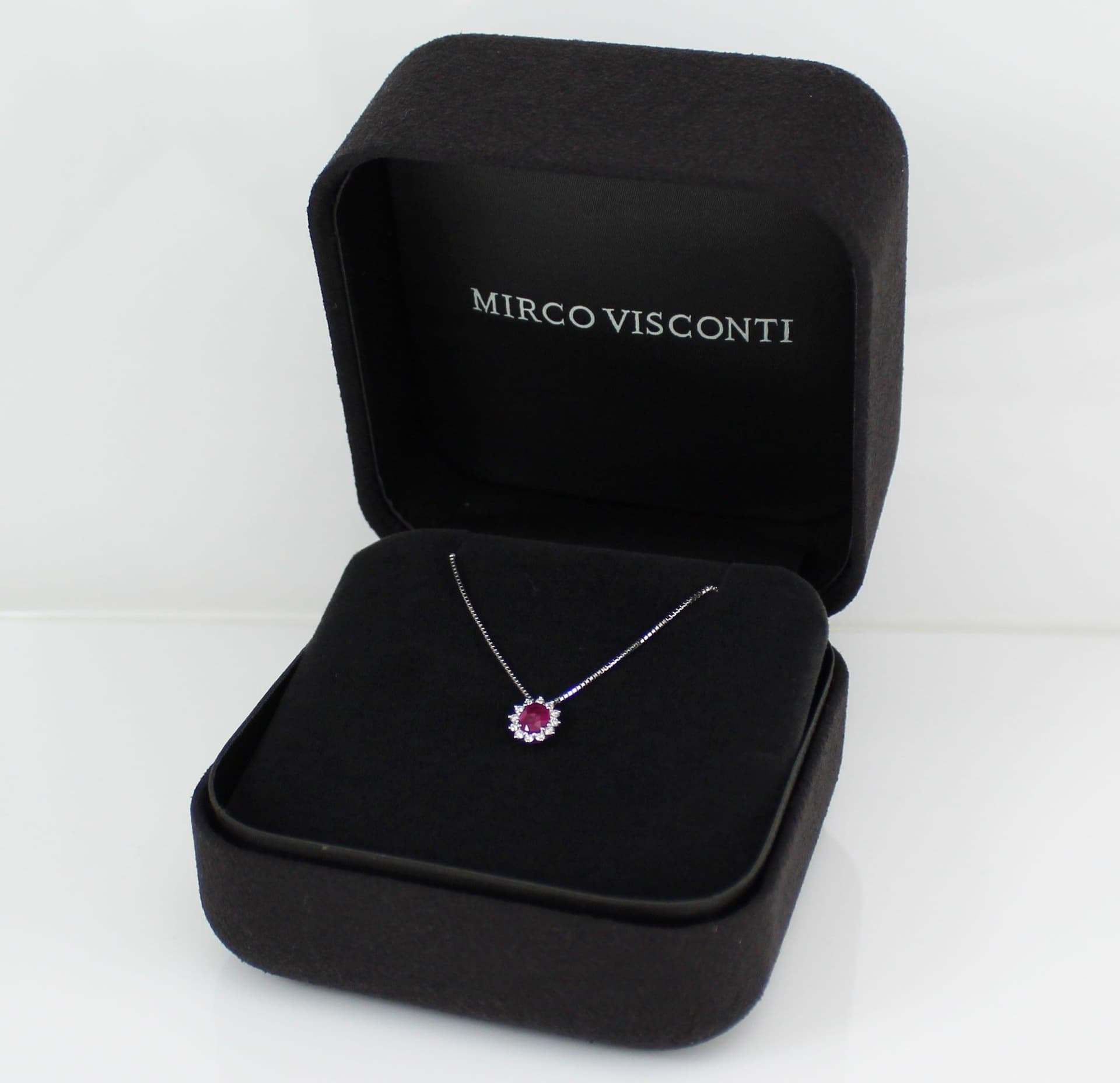 Collana donna Mirco Visconti in oro bianco con rubino e diamanti in Collane Gioielleria Saba - Dolianova, commercioVirtuoso.it