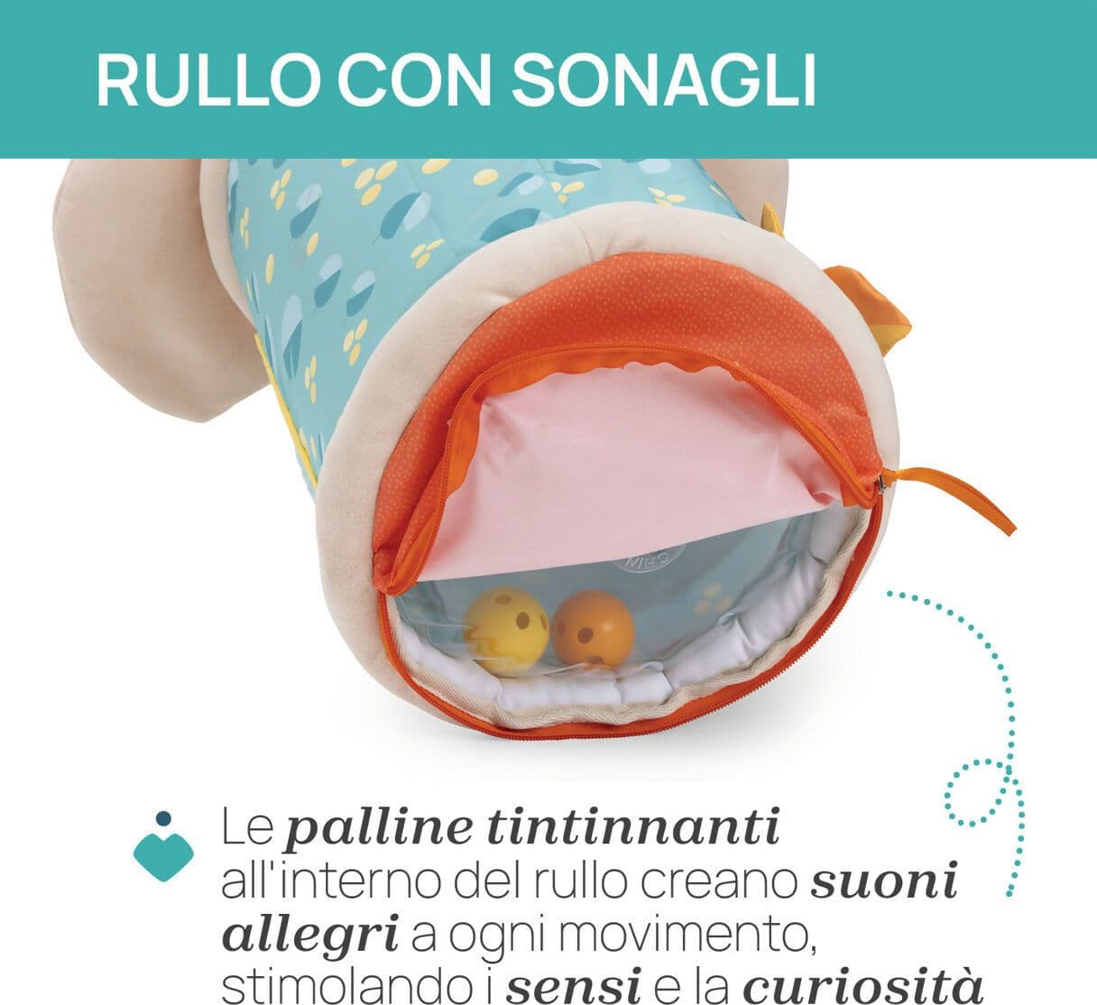 CHICCO Rullo Elefante Sensoriale - gioco morbido ed interattivo - centro di attività sensoriali - da 0 mesi in Giochi elettronici Sanitaria Gioia del Bimbo - Villa San Giovanni, commercioVirtuoso.it