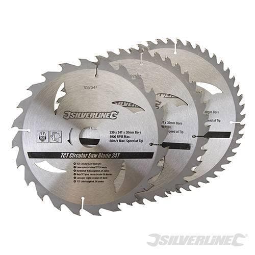 Lame per seghe circolari in TCT da 24, 40, 48 denti 3 pezzi Silverline in Lame per seghe da tavolo Eternal Brico - Ariano Irpino, commercioVirtuoso.it