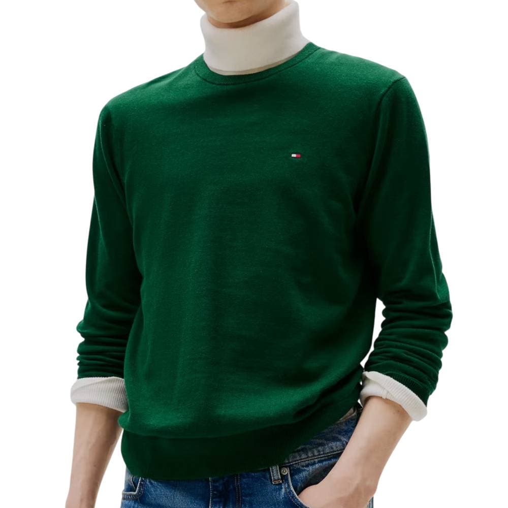 Tommy Hilfiger pullover verde bosco MW0MW39999MQ8 in Maglioni Prodotti di Classe - Nocera Superiore, commercioVirtuoso.it