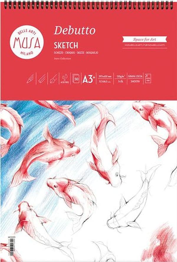 Blocco per schizzi Debutto A3+ - 29,7x42cm 50fg 120gr MUSA