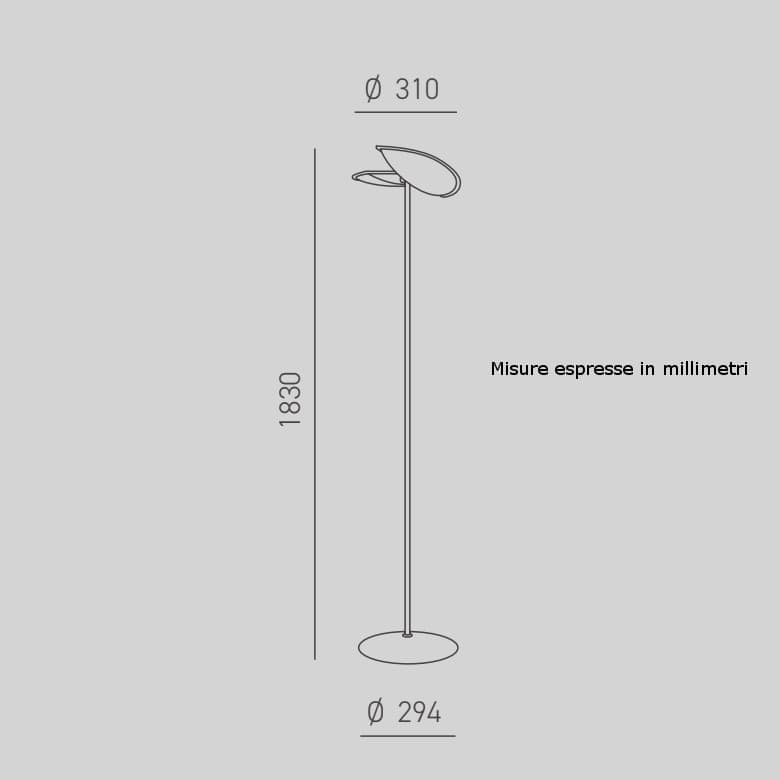 Piantana moderna Gea Luce PING PONG GPIN01 LED alluminio vetro lampada terra in Lampade da terra Lampadari Bartalini - Colle di Val d’Elsa, commercioVirtuoso.it