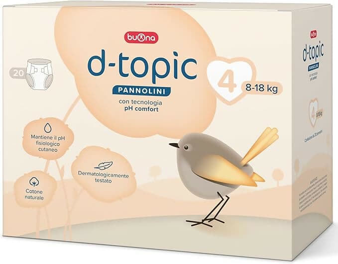 Buona D-Topic Pannolini per neonati e bambini - con Tecnologia pH Comfort - Dermatologicamente testati, Cotone Naturale, Materiali Traspiranti Delicati sulla Pelle dei Bambini - tutte le misure disponibili - 3 pacchi - PREZZO PER 3 CONFEZIONI in Pannolini per bambini Sanitaria Gioia del Bimbo - Villa San Giovanni, commercioVirtuoso.it