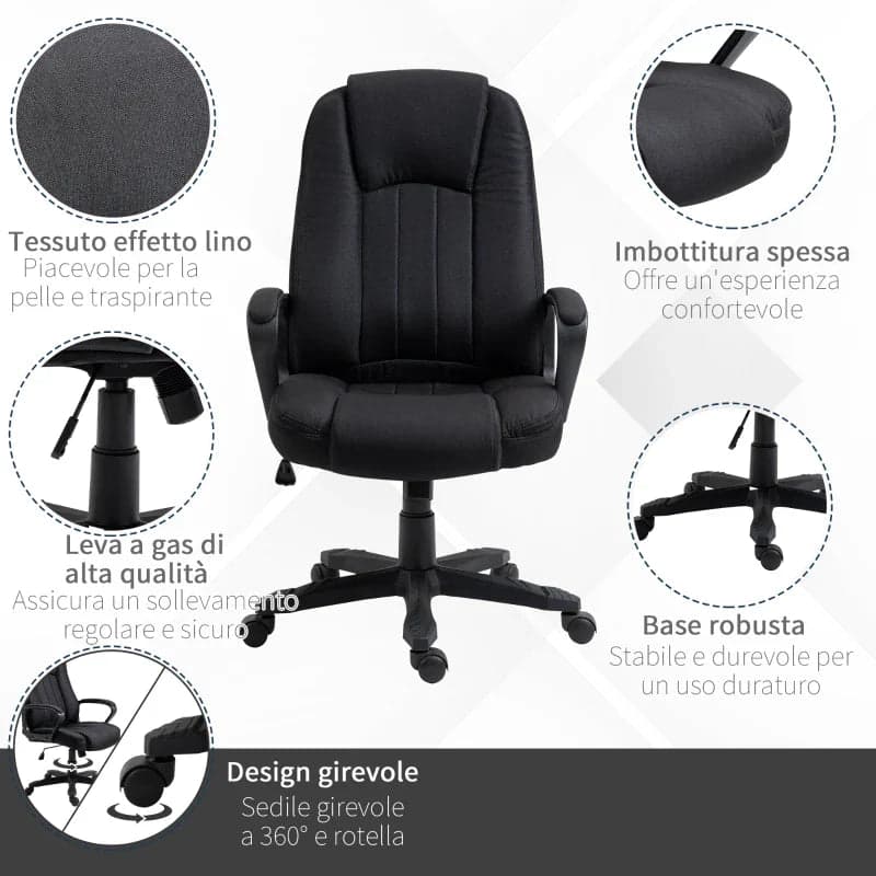 Poltrona da Ufficio Massaggiante ad Altezza Regolabile, 60x74x106-116cm, Nera UJ3921-593BKUJ3 in Sedie da scrivania Fantasia Mobili - Afragola, commercioVirtuoso.it
