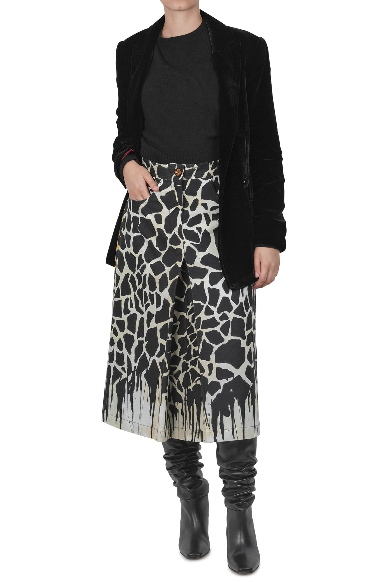 MALIPARMI Maliparmi - Gonna - 460725 - Nero/Giallo da donna in Pantaloni Drestige - Casamassima, commercioVirtuoso.it
