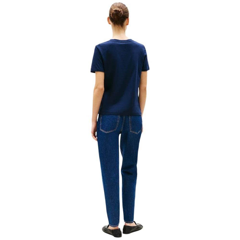 Tommy Hilfiger t-shirt blu logo scritta ricamata WW0WW40276C1G T-shirt Tommy Hilfiger