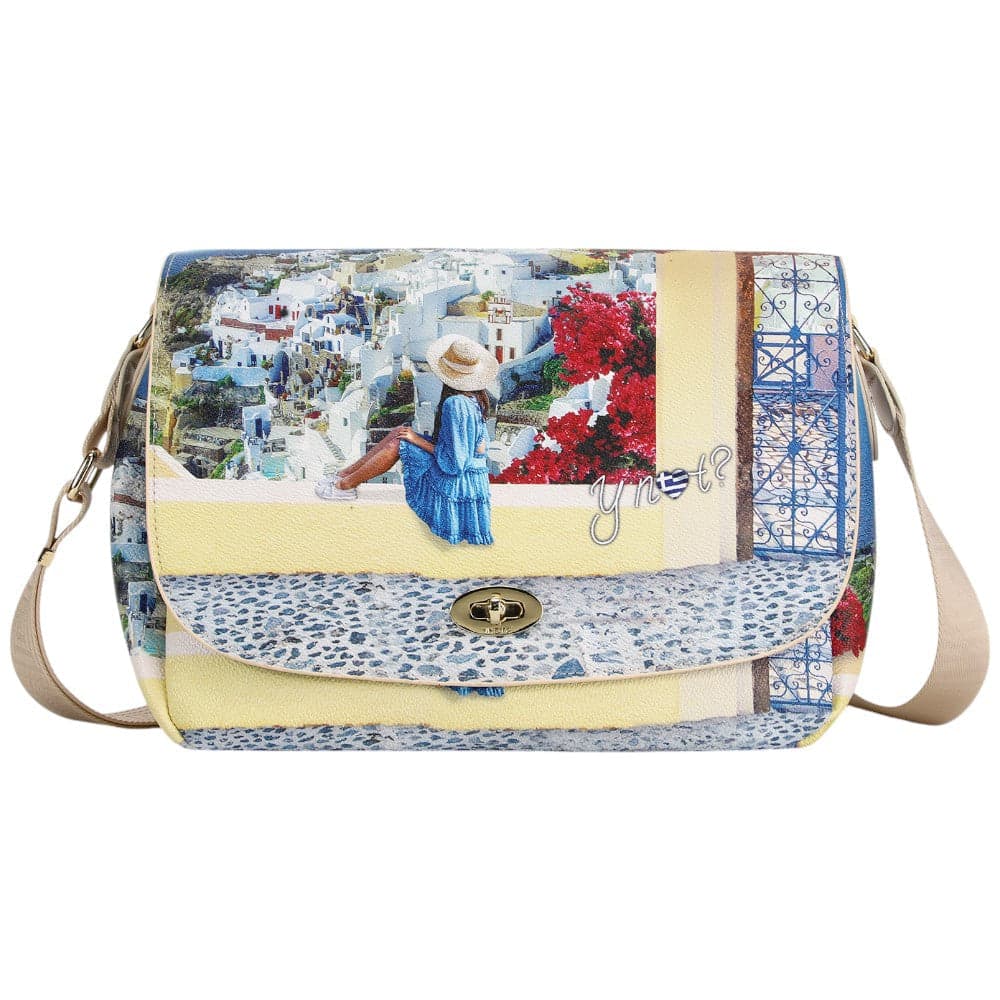 YNot borsa a tracolla flap bag stampa Greek Summer YES631S5