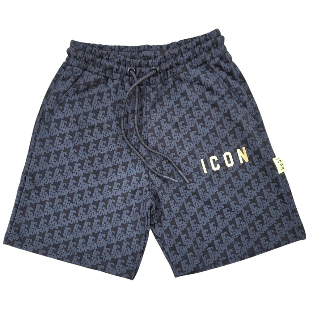 ICON bermuda in felpa nero logo all over ICUS2S5B010