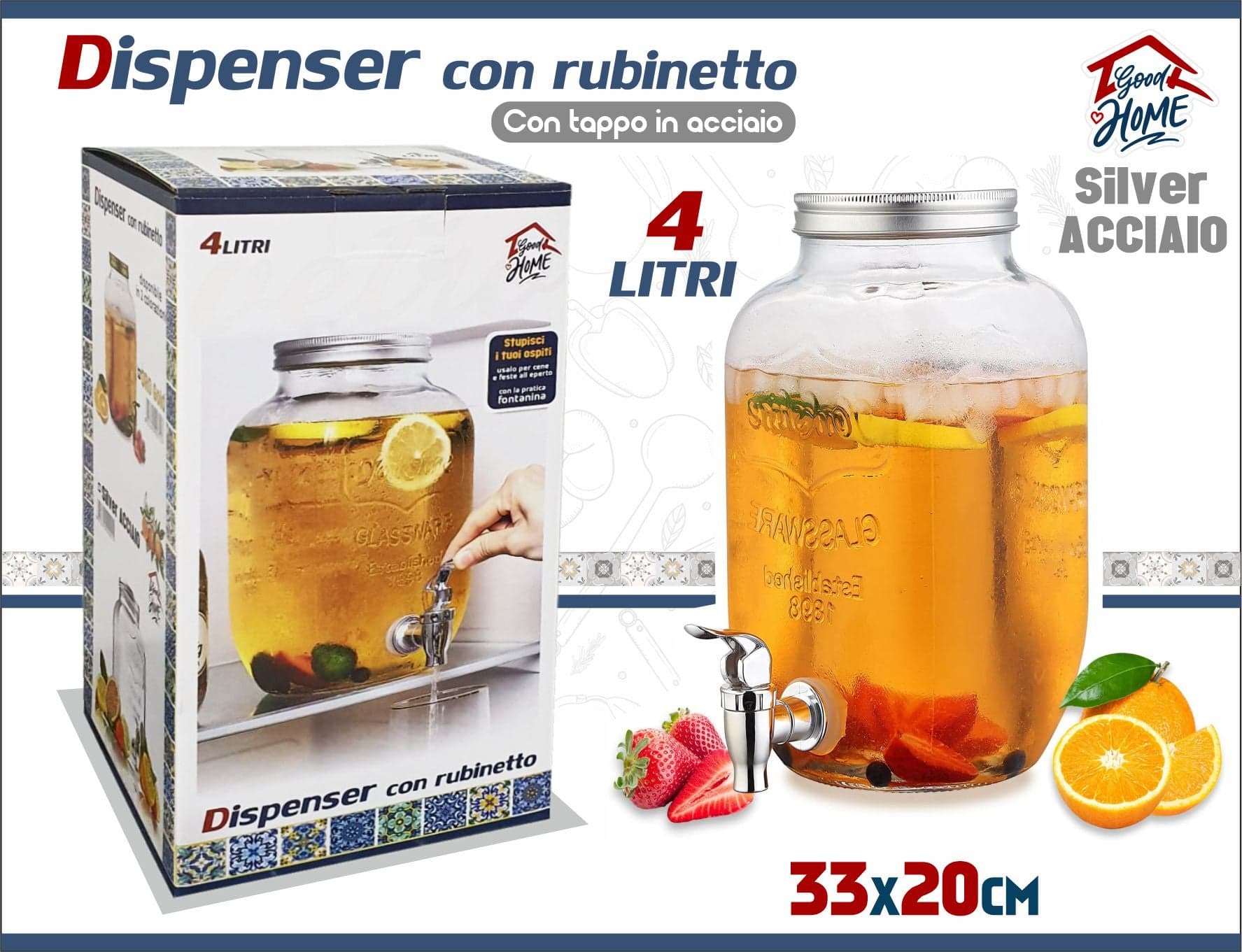 Dispenser 4LT con Rubinetto Silver