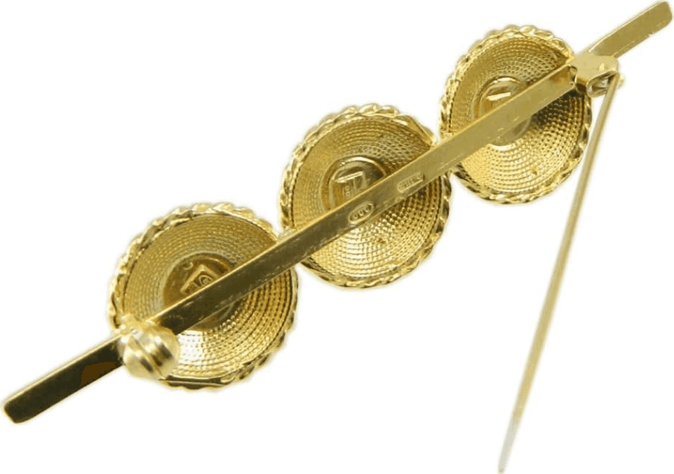 Spilla Sarda a Tre Bottoni in Filigrana – Argento Dorato con Pietre Semi-Preziose in Spille e fermagli gioiello Gioielleria Saba - Dolianova, commercioVirtuoso.it