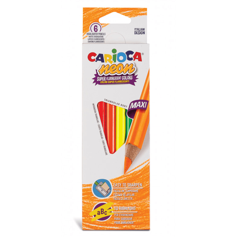 Carioca - Matite Triangolari Maxi Neon - 6 Pz (42809)