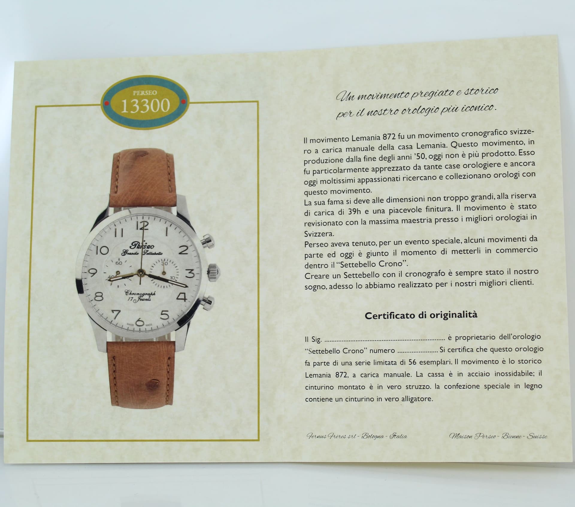 Orologio uomo Perseo Settebello Crono Lemania 872 Edizione Limitata in prodotto Gioielleria Saba - Dolianova, commercioVirtuoso.it