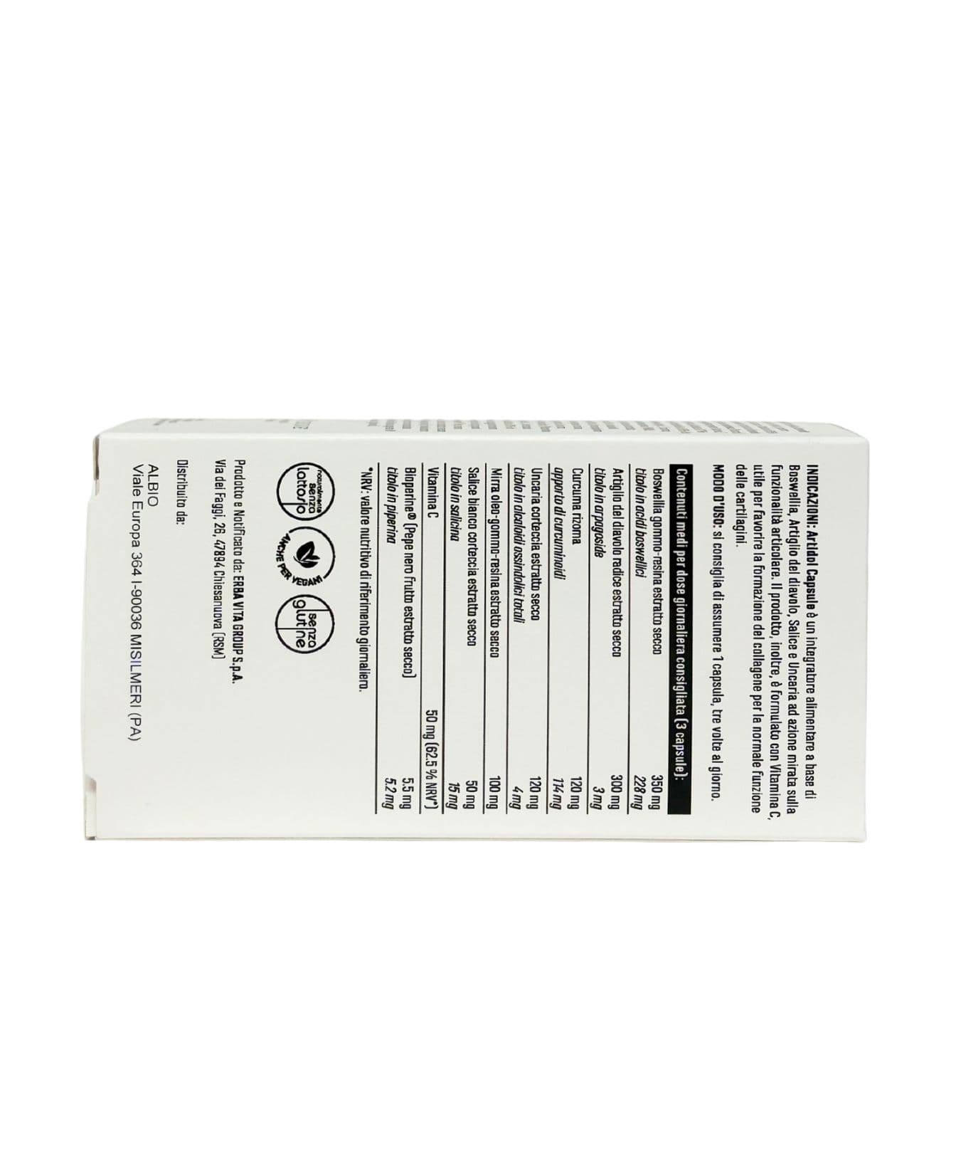 Artidol 60 capsule Boswellia, Artiglio del diavolo, Salice e Uncaria, vitamina c funzionalità articolari, cartilagine in Glucosamina AlBio Sicily - Misilmeri, commercioVirtuoso.it