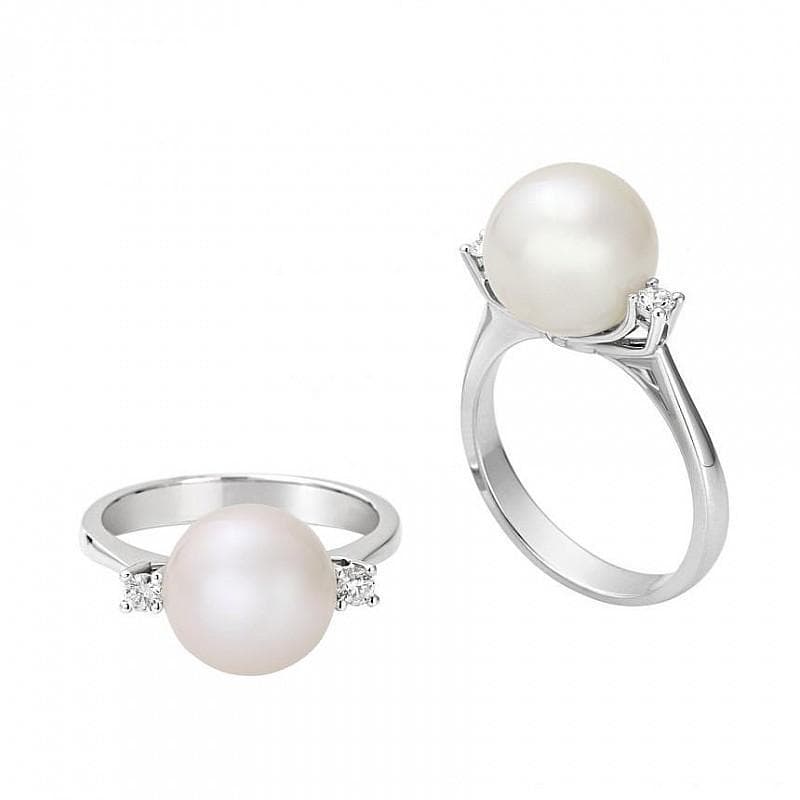 GIORGIO VISCONTI - ANELLO IN ORO BIANCO, DIAMANTI E PERLA