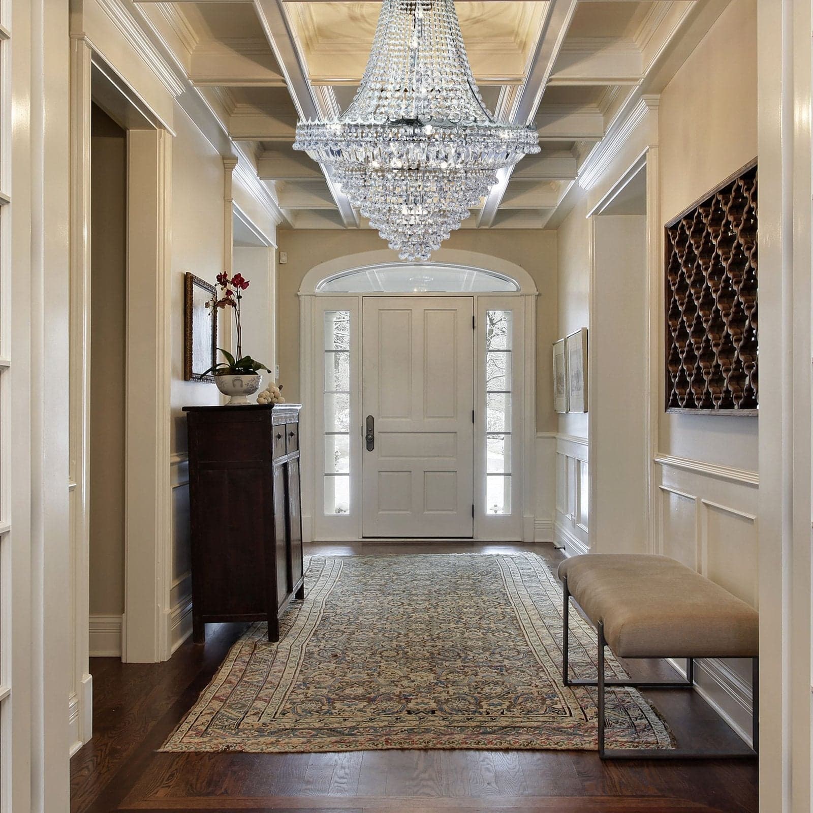 Lampadario Classico Versailles Acciaio Cromo Vetro 19 Luci E14 in Lampade a sospensione LuceArt - Montecorvino Pugliano, commercioVirtuoso.it