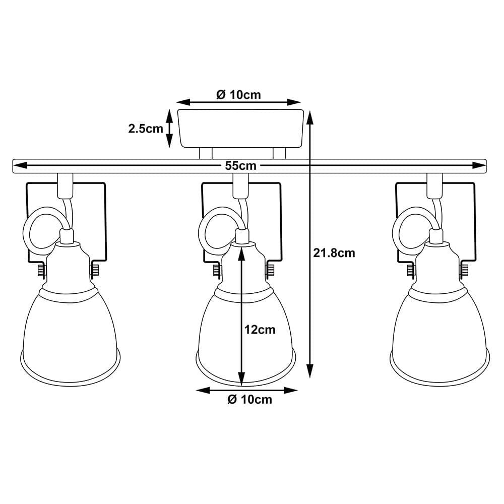 Lampada con 3 Luci Faretti Direzionabili Metallo Silver E14 Moderno in Lampadari Danyx - Casoria, commercioVirtuoso.it