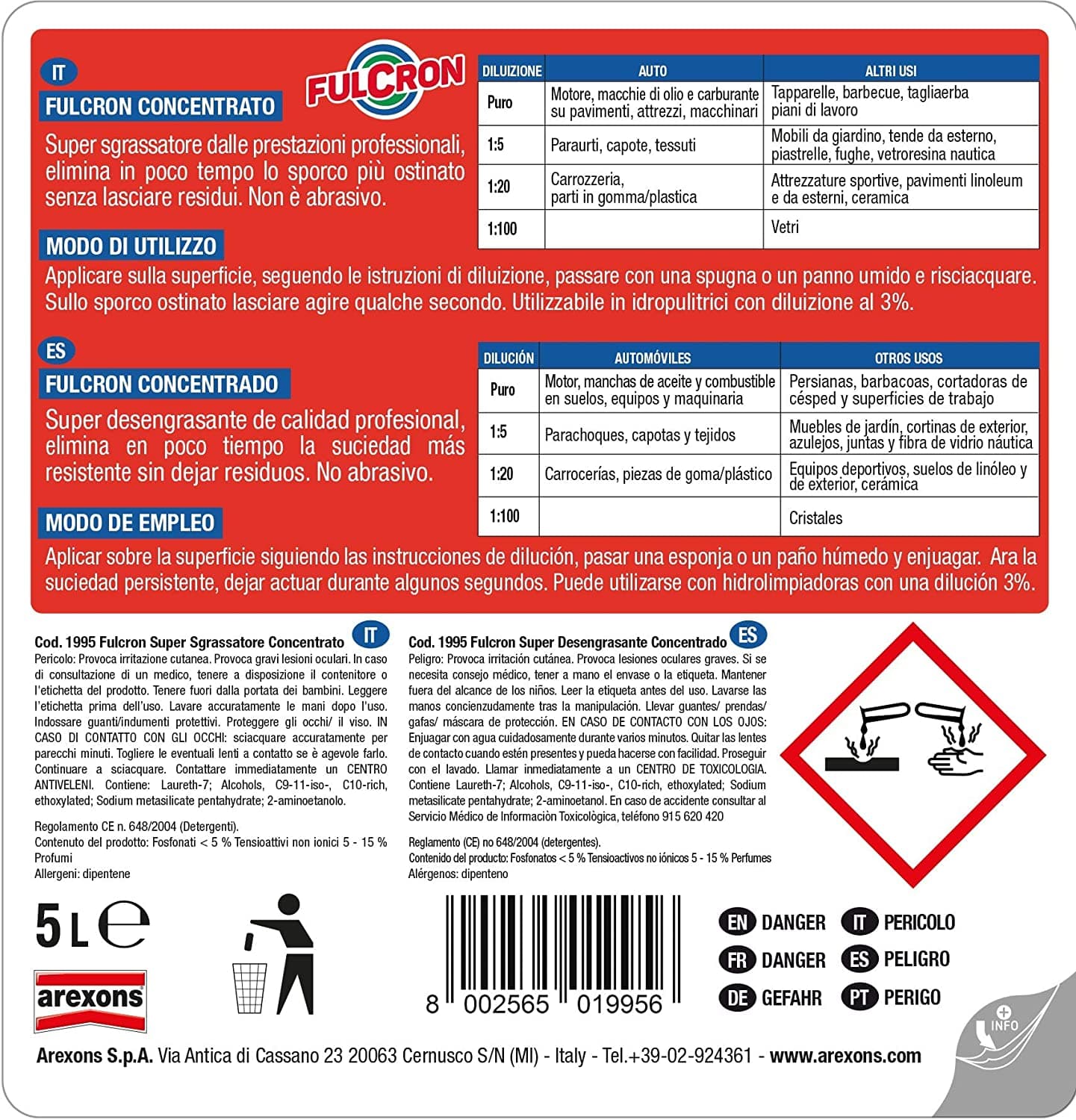 Sgrassatore concentrato "Fulcron" detergente universale per sporco ostinato in Detergenti multiuso La Zappa - Altamura, commercioVirtuoso.it